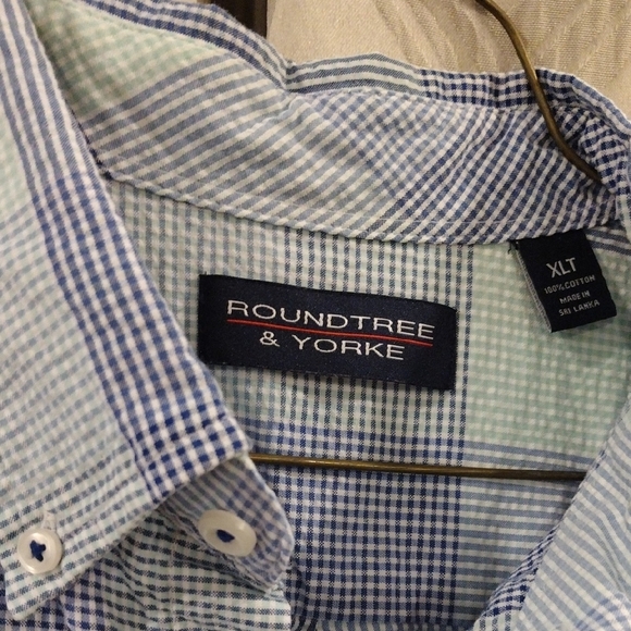 Roundtree & Yorke Men's Blue and White Checkered Shirt XLT - Picture 2 of 5